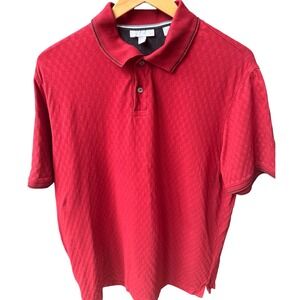Ted Baker Red Textured Polo Shirt Men's Large Short Sleeve